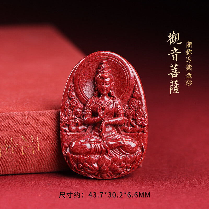 Purple Gold Cinnabar Guanyin, the Goddess of Mercy (with rope)