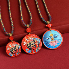 Raw Cinnabar Zakiram Goddess of Wealth Amulet Tangka Blue Buddha Eye Amulet