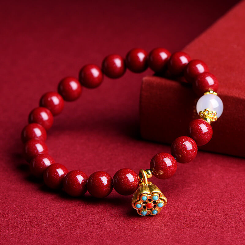 Raw Cinnabar Lotus Agate Bracelet