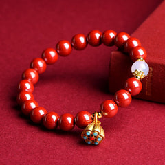 Raw Cinnabar Lotus Agate Bracelet