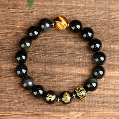 Rainbow Obsidian Zodiac Buddha Bracelet