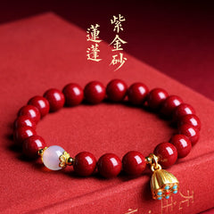 Raw Cinnabar Lotus Agate Bracelet