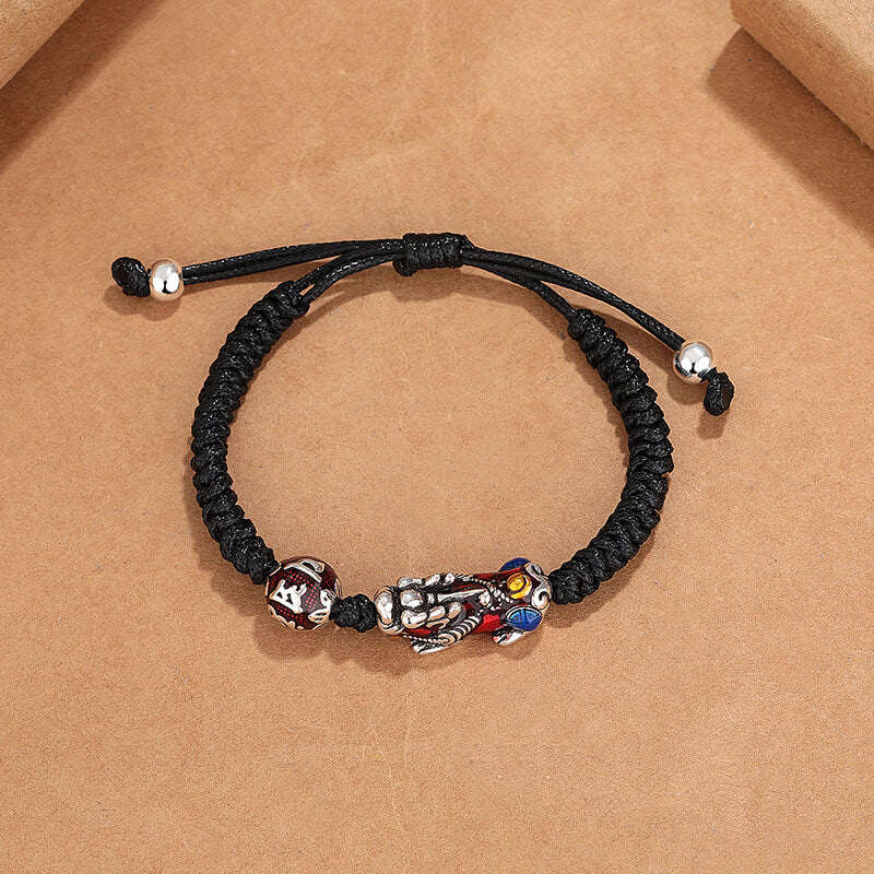 Enamel Pixiu Bracelet with Six-Word Mantra