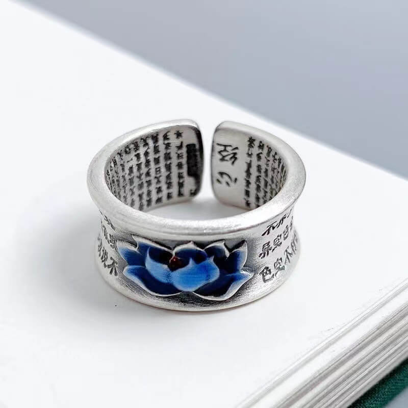 Six-Word Mantra Lotus Ring