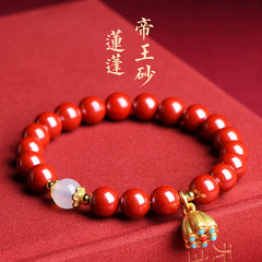 Raw Cinnabar Lotus Agate Bracelet