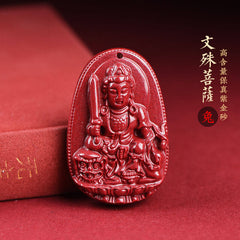 Cinnabar Birth Buddha Amulet Pendant for the Twelve Zodiac Animals