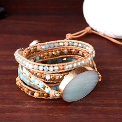 Handcrafted Adjustable Natural Stone Layer Bracelet