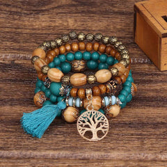 Natural Tree of Life Wood Bead Bracelet