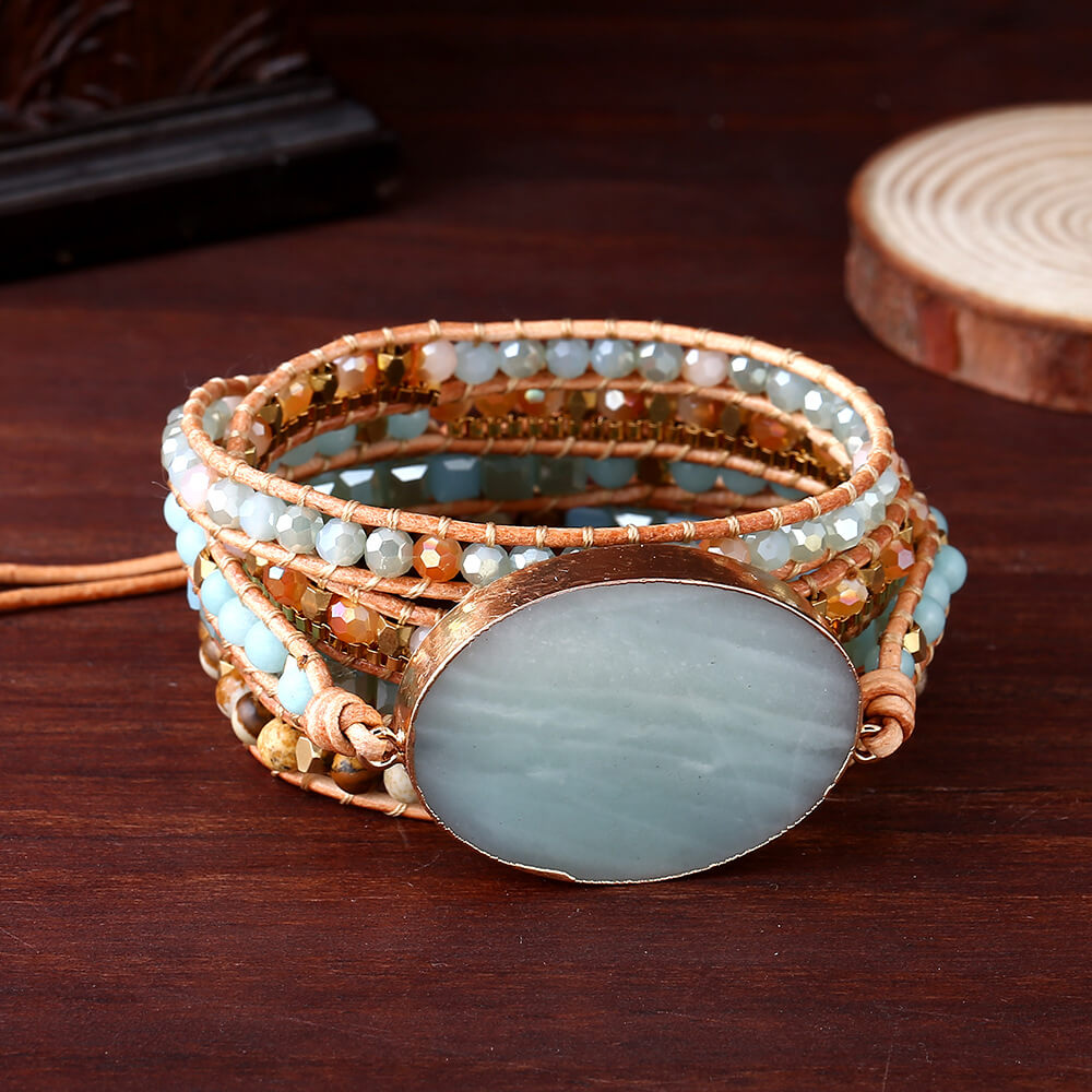 Handcrafted Adjustable Natural Stone Layer Bracelet