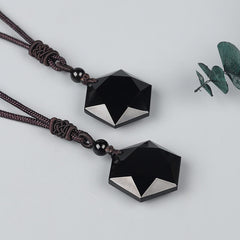 Obsidian Hexagram Necklace