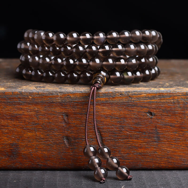 Obsidian 108 Mala Bead Wrap Bracelet