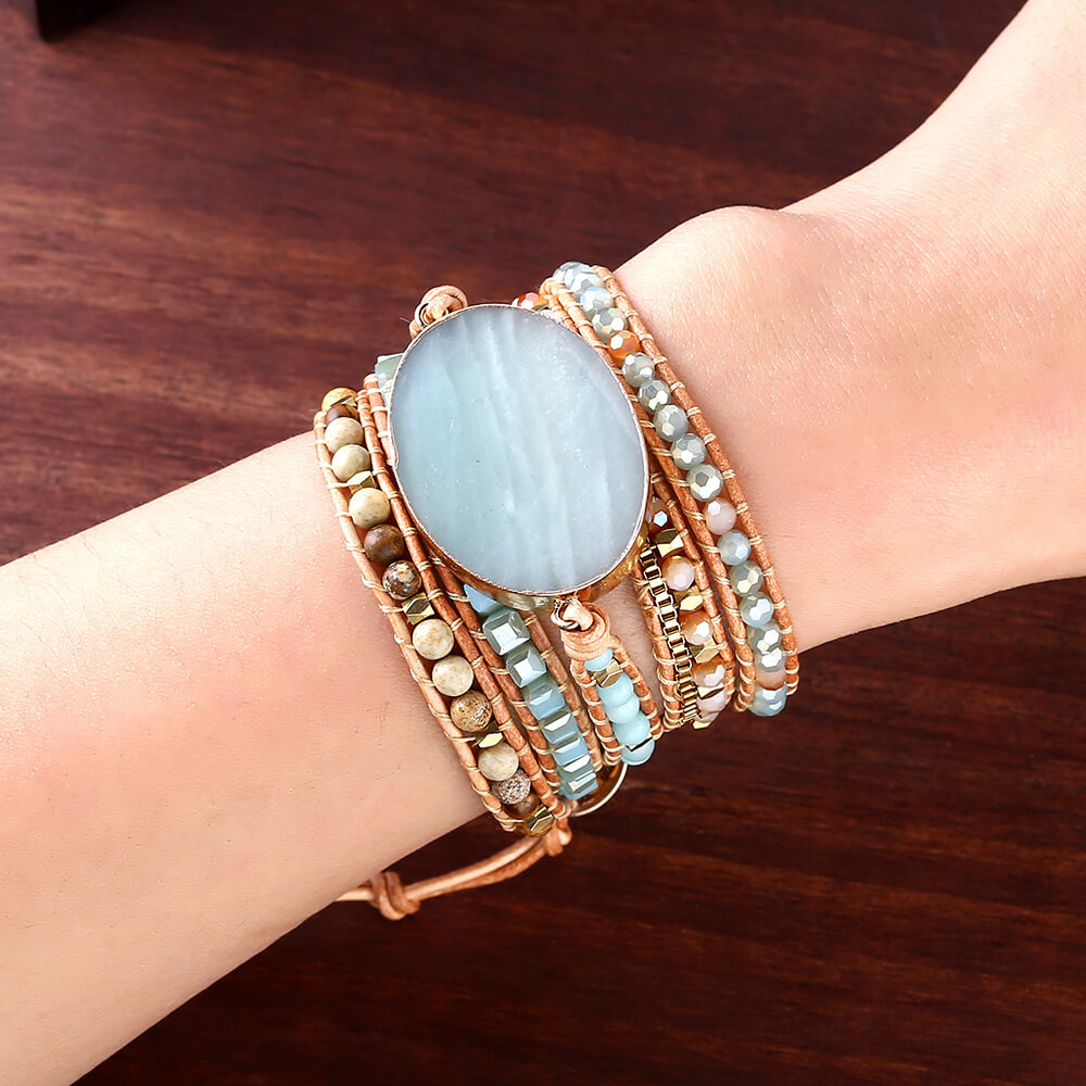 Handcrafted Adjustable Natural Stone Layer Bracelet