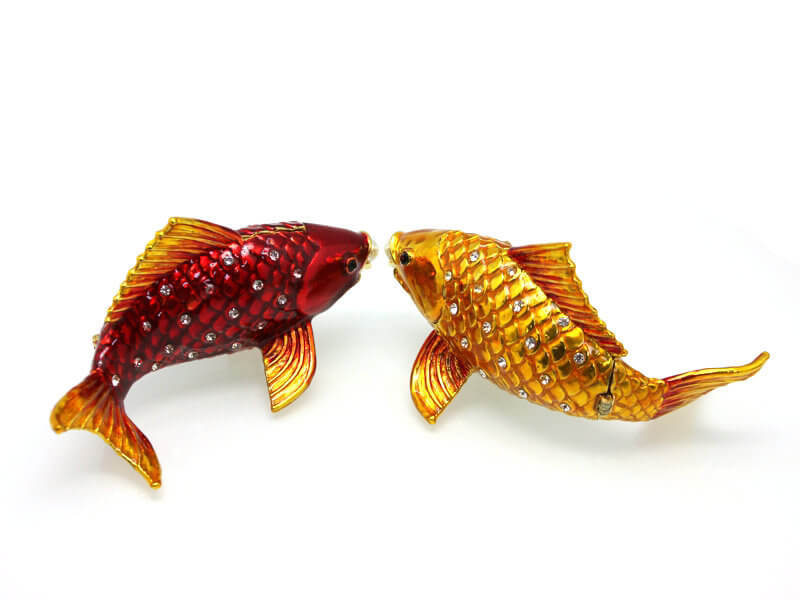 Colorful Enamel Koi with Pearl for Good Fortune