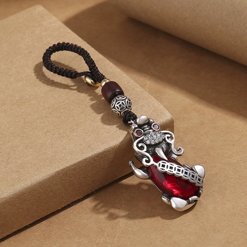 Garnet Pixiu Pendant for Wealth and Good Fortune