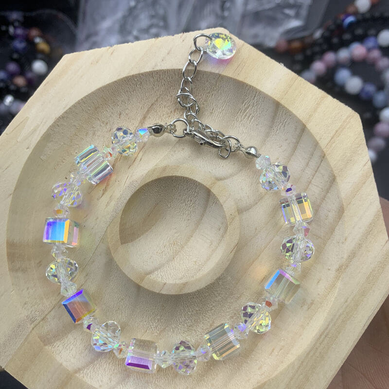 Square Crystal Charm Chain Bracelet