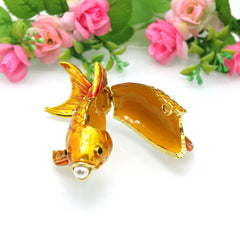 Colorful Enamel Koi with Pearl for Good Fortune