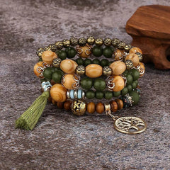 Natural Tree of Life Wood Bead Bracelet