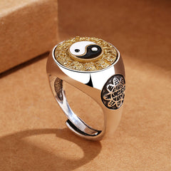 Handmade Zodiac Qiankun Nine Palace Eight Trigrams Rotatable Ring