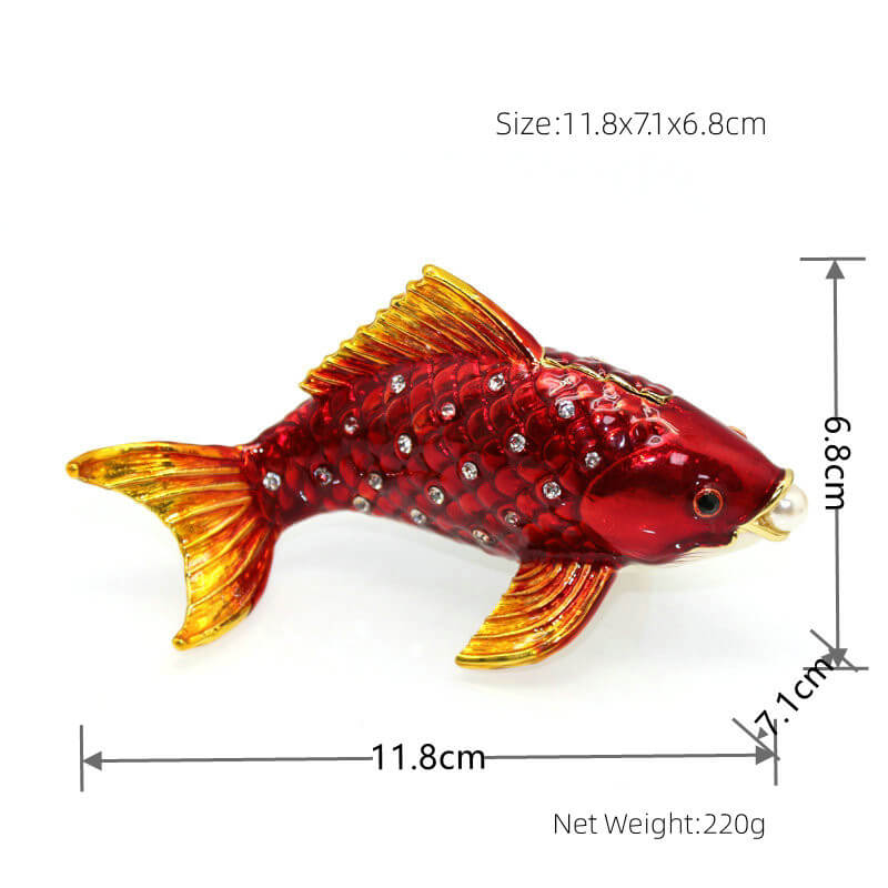 Colorful Enamel Koi with Pearl for Good Fortune