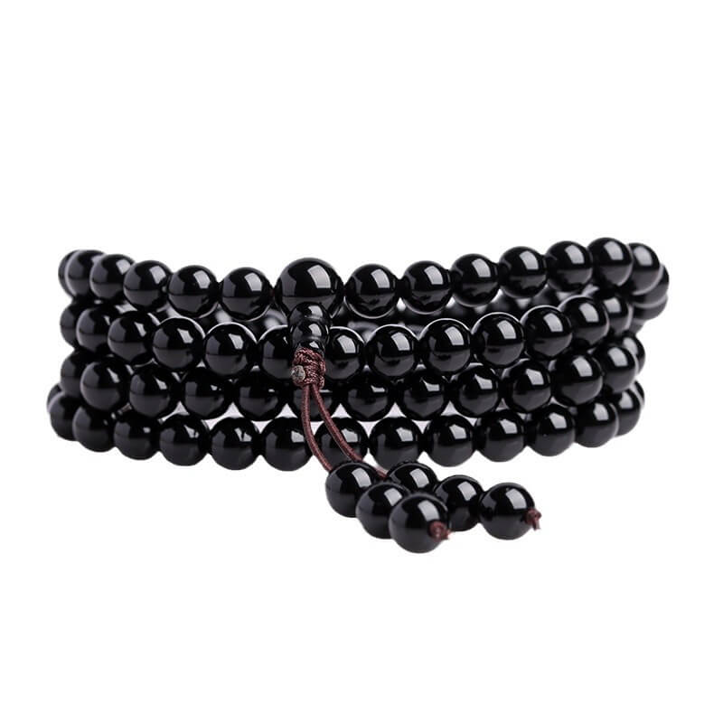 Obsidian 108 Mala Bead Wrap Bracelet