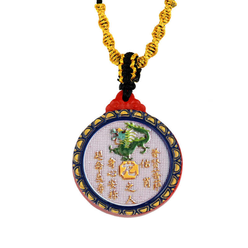 Zodiac Guardian God Cinnabar Double Sided Painted Necklace