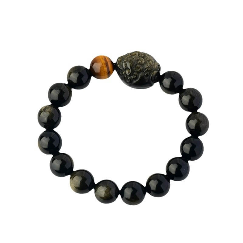 Obsidian Pixiu Bracelet with Rainbow Eyes