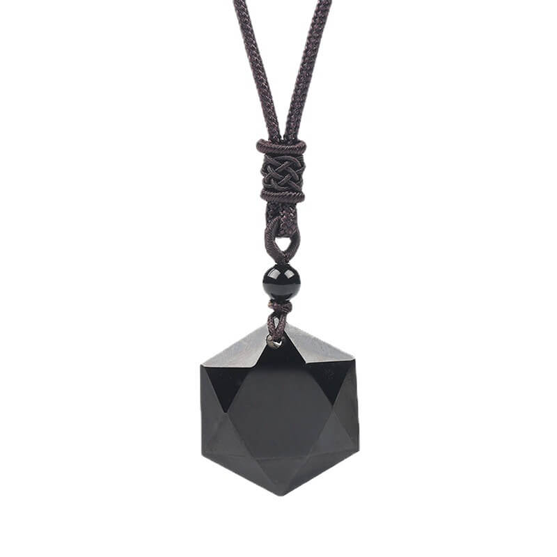 Obsidian Hexagram Necklace