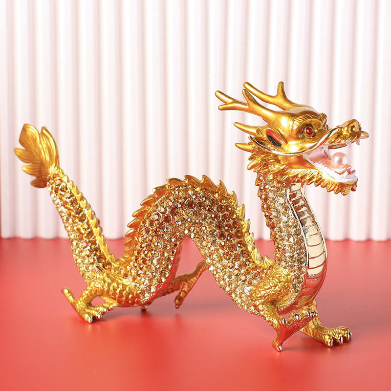 Golden Dragon Enamel Talisman for Prosperity