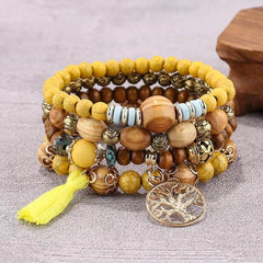 Natural Tree of Life Wood Bead Bracelet