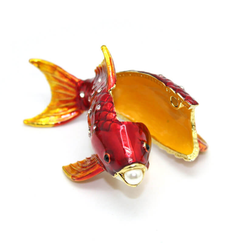 Colorful Enamel Koi with Pearl for Good Fortune