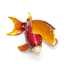 Colorful Enamel Koi with Pearl for Good Fortune