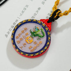 Zodiac Guardian God Cinnabar Double Sided Painted Necklace