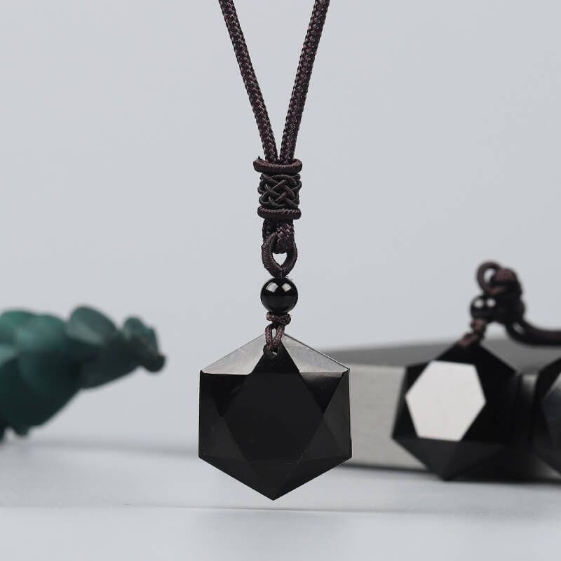 Obsidian Hexagram Necklace