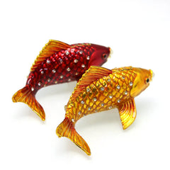 Colorful Enamel Koi with Pearl for Good Fortune